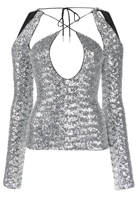 Silver zane cut-out detail top - women